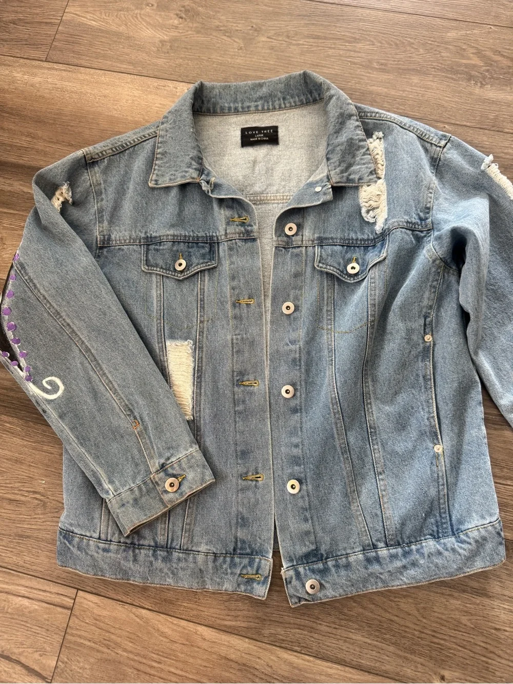 Custom Hand-Painted "Return to Self" Denim Jacket - Large - Picture 13 of 16